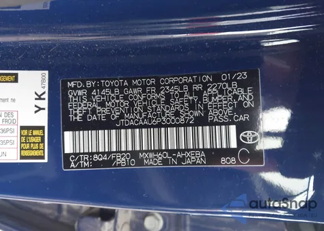 2023 Toyota Prius Le from USA, damaged, VIN JTDACAAU6P3000872